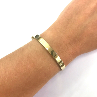 Pre-owned Jewelry By Arsa Heavy Wide 6mm Plain Solid 14k Yellow Gold Oval Bangle Bracelet 6 To 8 Inches