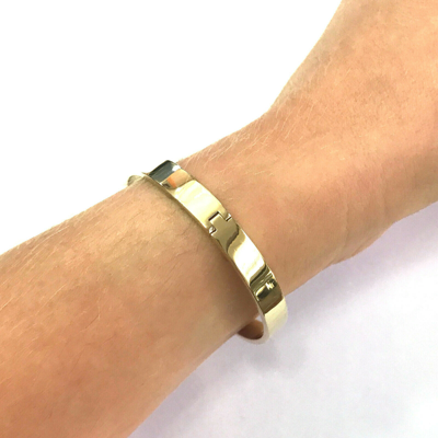 Pre-owned Jewelry By Arsa Heavy Wide 6mm Plain Solid 14k Yellow Gold Oval Bangle Bracelet 6 To 8 Inches