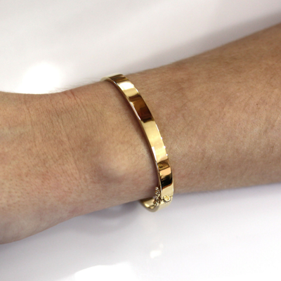Pre-owned Jewelry By Arsa Heavy Wide 6mm Plain Solid 14k Yellow Gold Oval Bangle Bracelet 6 To 8 Inches