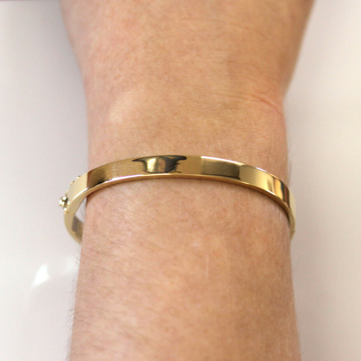 Pre-owned Jewelry By Arsa Heavy Wide 6mm Plain Solid 14k Yellow Gold Oval Bangle Bracelet 6 To 8 Inches