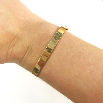 Pre-owned Jewelry By Arsa Heavy Wide 6mm Plain Solid 14k Yellow Gold Oval Bangle Bracelet 6 To 8 Inches