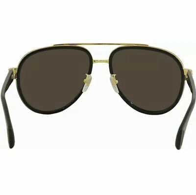 Pre-owned Gucci Gg0447s 003 Black Gold Brown Lens Gg 447 58mm Large Aviator Sunglasses