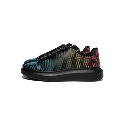 Pre-owned Invicta Alexander Mcqueen Oversized Degrade Leather Sneakers Black-multi Authentic ✔