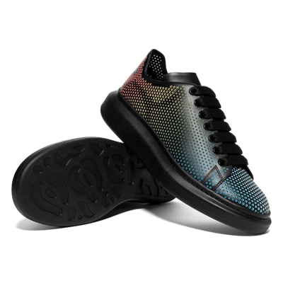Pre-owned Invicta Alexander Mcqueen Oversized Degrade Leather Sneakers Black-multi Authentic ✔