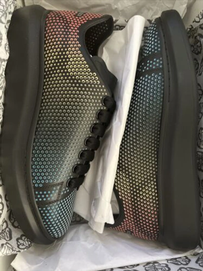 Pre-owned Invicta Alexander Mcqueen Oversized Degrade Leather Sneakers Black-multi Authentic ✔