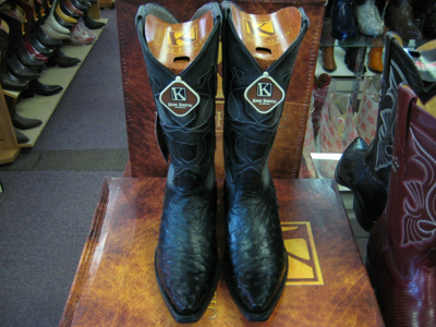 Pre-owned King Exotic Black Snip Toe Genuine Ostrich Western Cowboy Boot Ee 94r0305