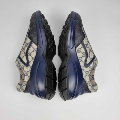 Pre-owned Gucci Rython Beige/blue Men's Sneakers