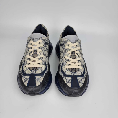 Pre-owned Gucci Rython Beige/blue Men's Sneakers