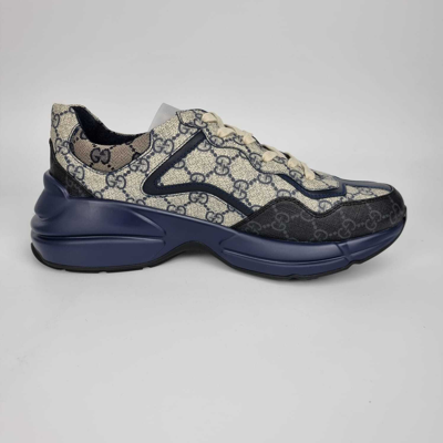 Pre-owned Gucci Rython Beige/blue Men's Sneakers