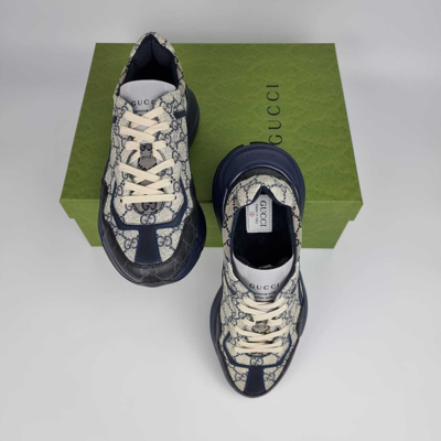 Pre-owned Gucci Rython Beige/blue Men's Sneakers