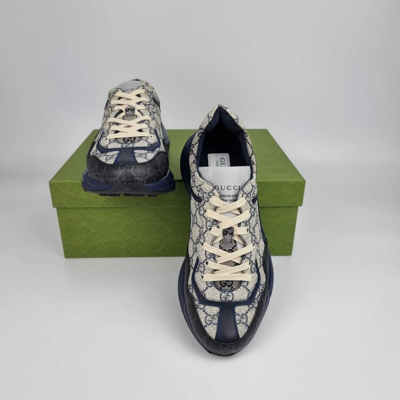 Pre-owned Gucci Rython Beige/blue Men's Sneakers