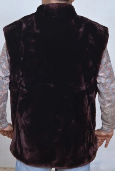 Pre-owned Handmade Real Shavered Beaver Fur Vest All Sizes & Custom Sizes 26" Length In Natural Color