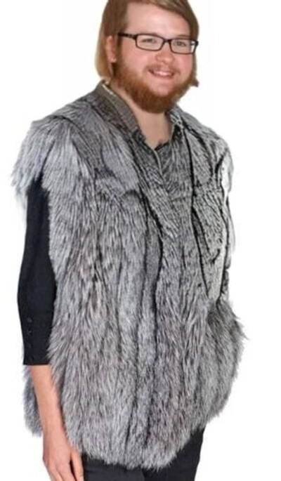 Pre-owned Handmade Man's Real Real Fox Fur Vest All Sizes  Custom Made 26"- 28" Length In Natural Color