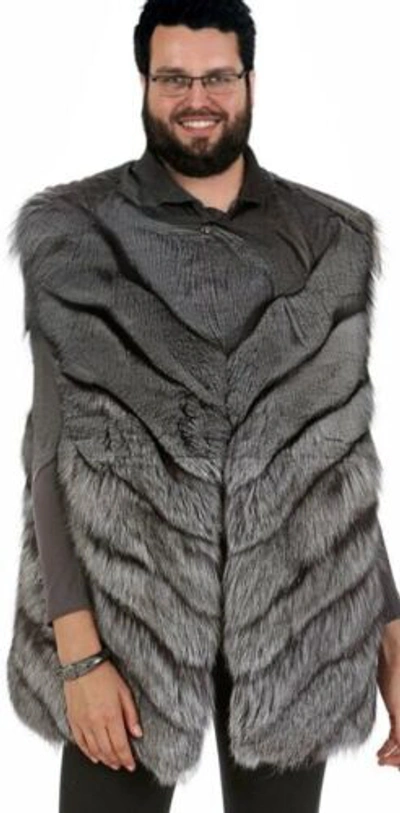 Pre-owned Handmade Man's Real Real Fox Fur Vest All Sizes  Custom Made 26"- 28" Length In Natural Color