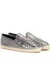 BOTTEGA VENETA Intrecciato metallic leather espadrilles,P00163919