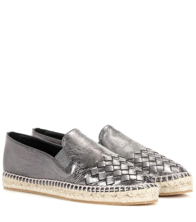 Bottega Veneta Argento Antique Intrecciato Calf Gala Espadrille In Grey