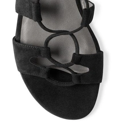 Shop Stuart Weitzman The Romanflat Sandal In Black Suede