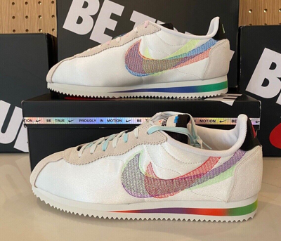 Pre owned Nike Cortez Be True 2022 Size 7 14 Free Fast Ship Pride White Rainbow ModeSens