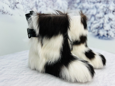 Pre-owned Litvin Goat Fur Boots For Women Brown White Goat Fur Short Mukluks, Yeti,eskimo  In Brown/white