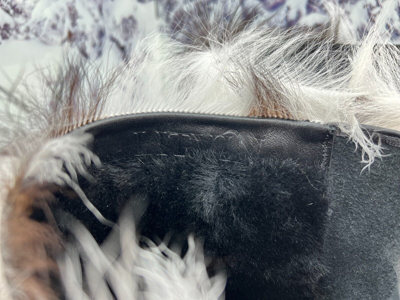 Pre-owned Litvin Goat Fur Boots For Women Brown White Goat Furry Short Mukluks, Yeti,eskimo Boots In Brown/white