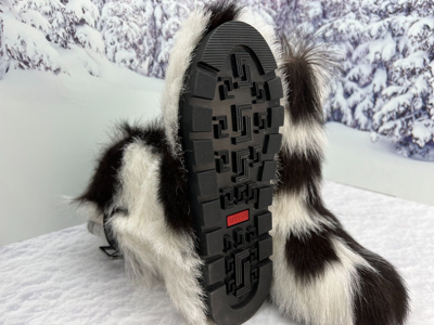 Pre-owned Litvin Goat Fur Boots For Women Brown White Goat Furry Short Mukluks, Yeti,eskimo Boots In Brown/white