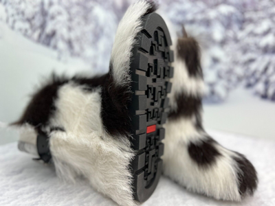 Pre-owned Litvin Goat Fur Boots For Women Brown White Goat Furry Short Mukluks, Yeti,eskimo Boots In Brown/white