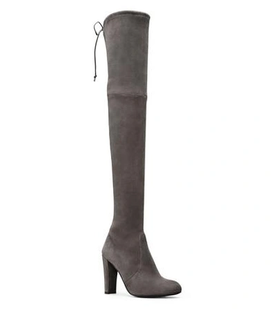 Shop Stuart Weitzman The Highland Boot In Charcoal Suede