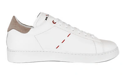 Pre-owned Kiton Sneakers Shoes White Ardesia Calfskin Handmade Extra-luxury Italy 45 Us 12