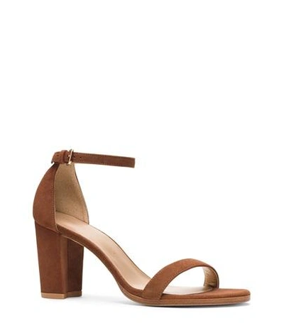 Shop Stuart Weitzman The Nearlynude Sandal In Saddle Suede