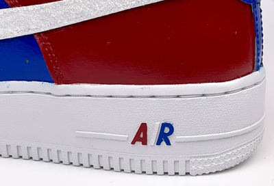 Pre-owned Nike Air Force 1 Custom Low Shoes Usa Red White Blue Glitter 4th Of July Sneaker