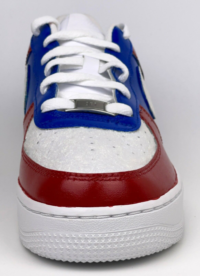 Pre-owned Nike Air Force 1 Custom Low Shoes Usa Red White Blue Glitter 4th Of July Sneaker
