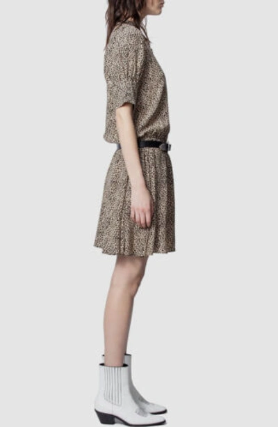 Pre-owned Zadig & Voltaire $782  Women's Brown Leopard-print V-neck Russel Dress Size M