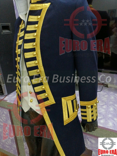 Pre-owned Euro Napoleonic Regency Naval Admiral Captain Frock Coat With Waistcoat In All Sizes In Blue