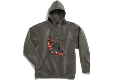 Pre-owned Travis Scott Jordan Washed Suede Hoodie Grey (cn3422-068) Size S-2xl In Gray
