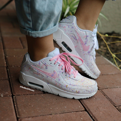 Pre-owned Air Max 90 Light Pink Purple Gold White Custom Painted Shoes All  Sizes