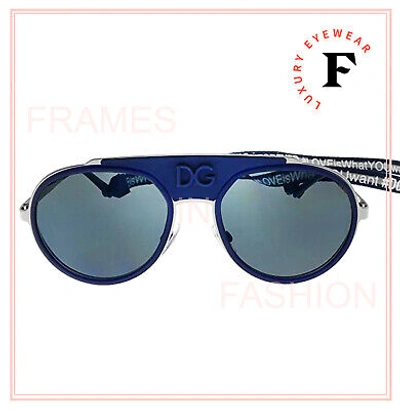 Pre-owned Dolce & Gabbana Maddison Cup 2210 Gunmetal Blue Strap Aviator Dg2210 Sunglasses In Gray