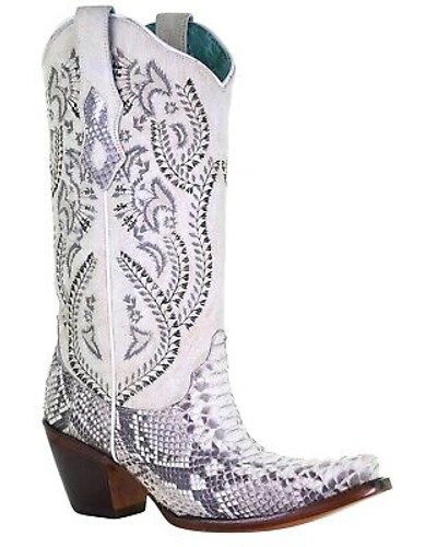 Pre-owned Corral Boots Corral Women's Natural Python Snake Embroidery ...