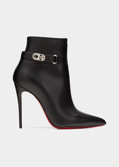 Shop Christian Louboutin Lock Kate Botta Leather Red Sole Boots In Black