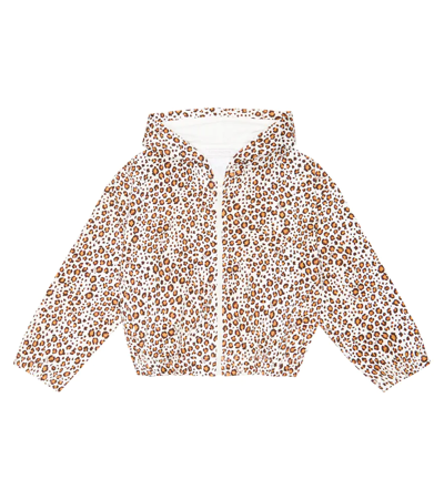Shop Monnalisa Leopard-print Jersey Zip-up Hoodie In Maculato