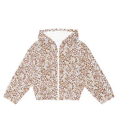 Monnalisa Leopard-print Jersey Zip-up Hoodie In Maculato