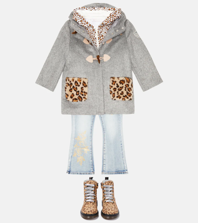Monnalisa Leopard-print Jersey Zip-up Hoodie In Maculato