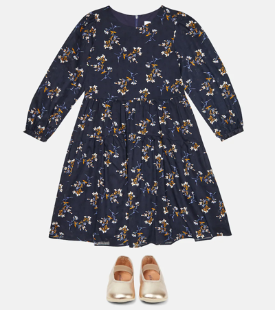 Shop Paade Mode Floral-printed Ruffled Cotton Dress In Kyoto Blue