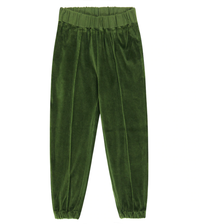 Paade Mode Piped Cotton Velvet Sweatpants In Copenhagen Green