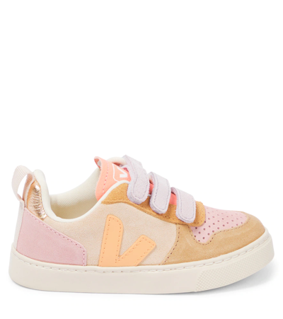 Veja Brown V-10 Low-top Suede Sneakers In Multico-sable