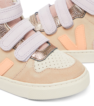 Shop Veja V-10 Mid Leather Sneakers In Multico-almond Peach