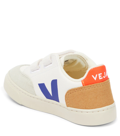 Shop Veja V-12 Leather Sneakers In Extra-white Multico-miel