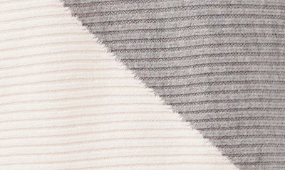 Shop Vince Camuto Asymmetric Colorblock Cotton Blend Sweater In Silver Hthr/antique Wht