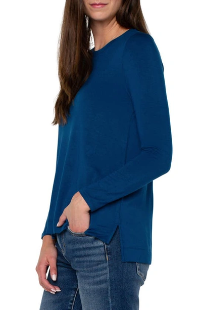 Shop Liverpool Los Angeles High-low Long Sleeve Top In Royal Blue