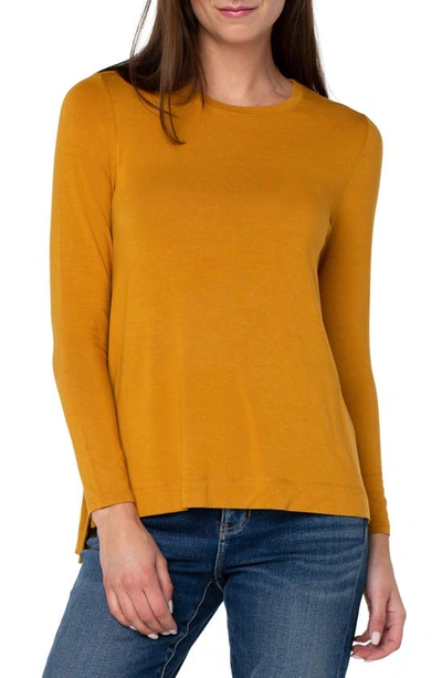Liverpool Los Angeles High-low Long Sleeve Top In Mustard
