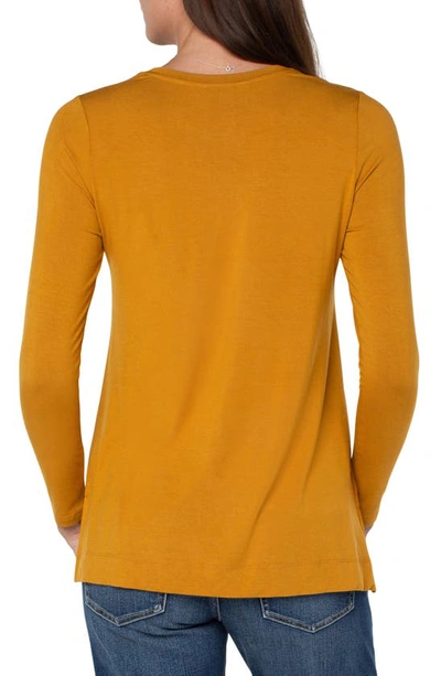 Liverpool Los Angeles High-low Long Sleeve Top In Mustard